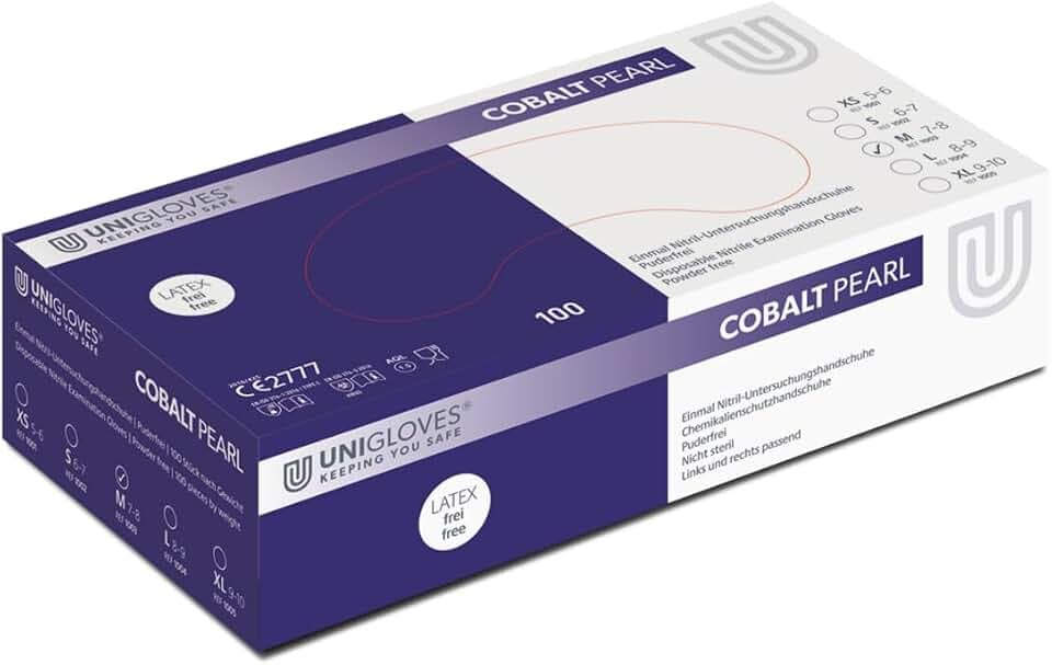 UNIGLOVES Kobalt Pearl Nitril-Untersuchungshandschuhe