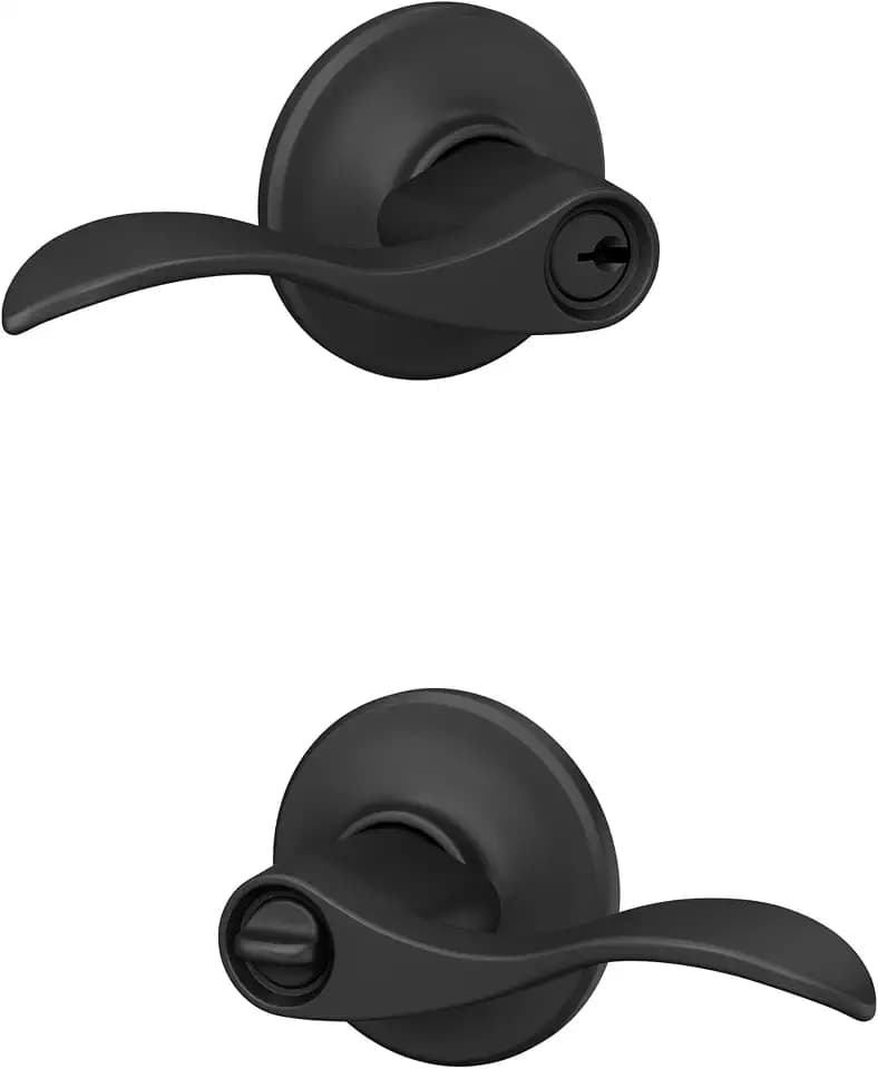 SCHLAGE Accent Keyed Entry Door Handle, Reversible, Matte Black