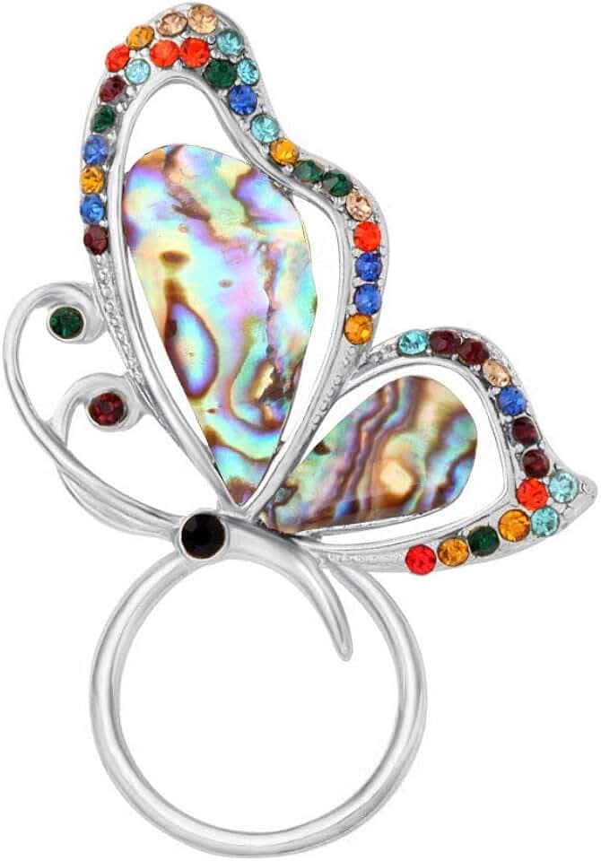Abalone Paua Shell Butterfly Magnet Brooch Eyeglass Holder