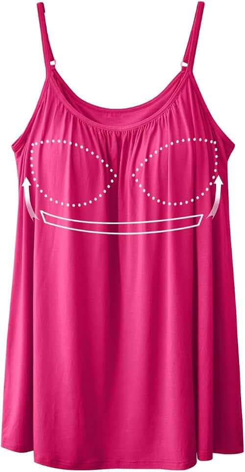 Camisoles for Women with Built in Bra Adjustable Strap Tank Tops Cami Sleeveless Summer Tops for Workout Sleeping Traveling