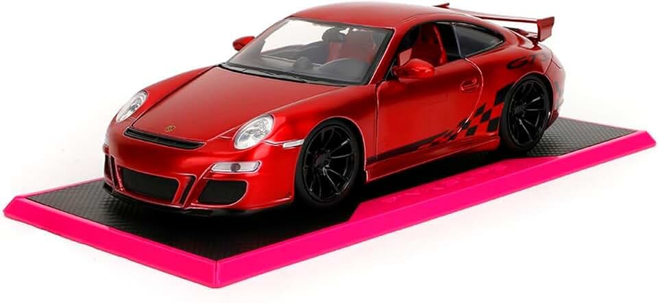 Jada Toys Porsche 911 GT3 (997) Pink Slips (1:24) – Modellauto aus Metall mit zu öffnenden Türen, Haube und Kofferraum, Sammlerstück für Kinder und Fans ab 8 Jahren