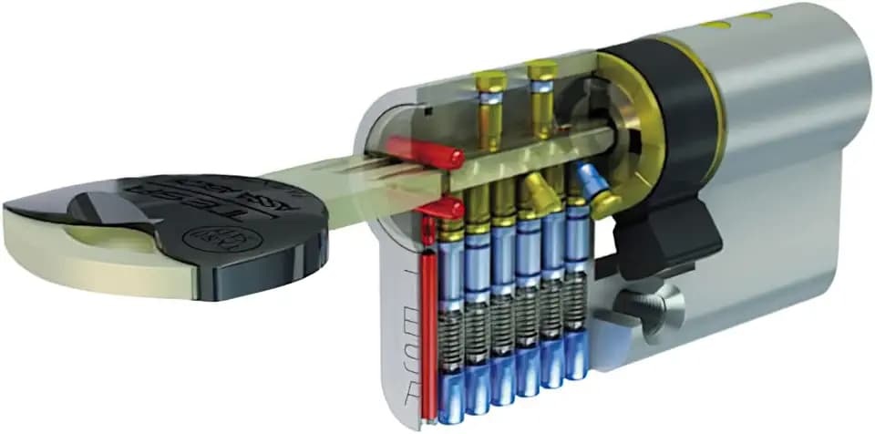 TESA TX853030L Europrofilzylinder TX80, 30 x 30 mm, messingfarben, mit langer Mitnehmernocke, für Europrofil-Schlösser an Wohn- und Gewerbetüren