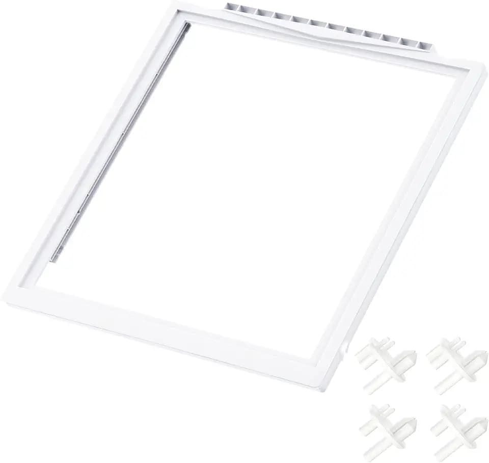 UPGRADED 241969501 Refrigerator Shelf Frame Compatible with Frigidaire Shelf Replacement Parts Crisper Drawer Pan Cover with 241993101 & 241993001 Crisper Cover Support LFSS2612TF0, FFSS2615TS0 Shelf
