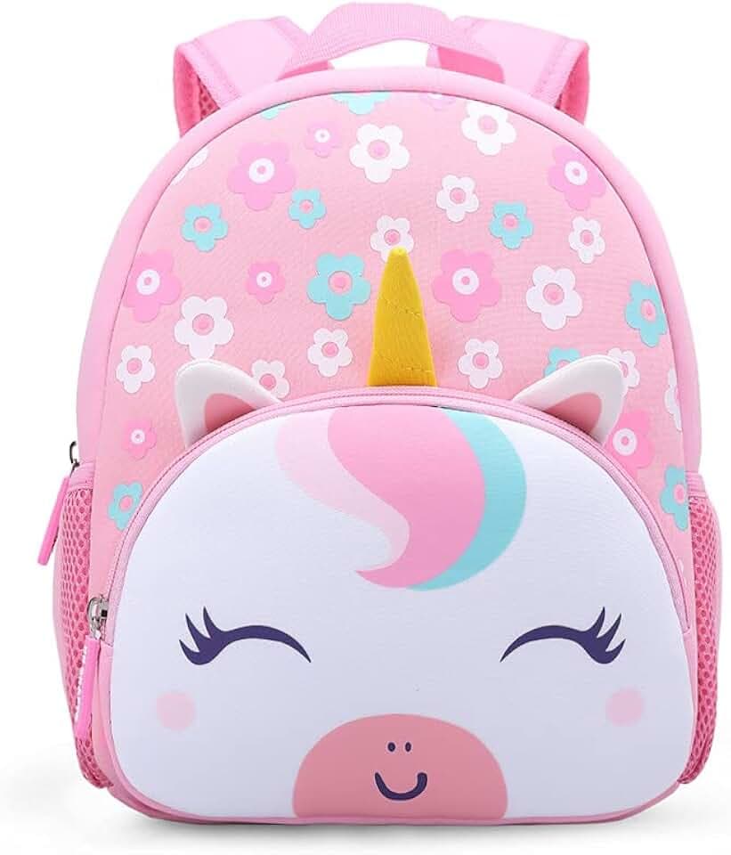 KK CRAFTS Preschool Backpack Toddler Neoprene Animal Schoolbag Lunch backpack for Kids Boys Girls(Floral Unicorn)