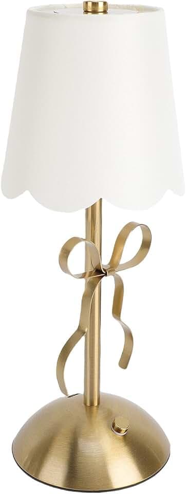 VBESTLIFE Tischlampe mit Schleife, Süße Kokette-Tischlampe mit Stoffschirm, Moderne Dekorative Nachttischlampe, Schreibtischbeleuchtung für Mädchenschlafzimmer