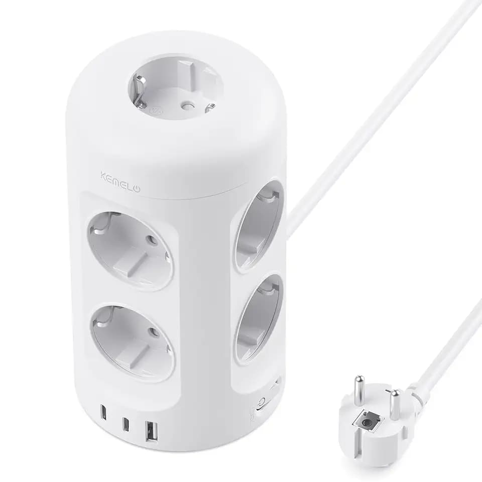 9 Fach Steckdosenleiste 2 M Mehrfachsteckdose mit 3 USB Verlängerungskabel