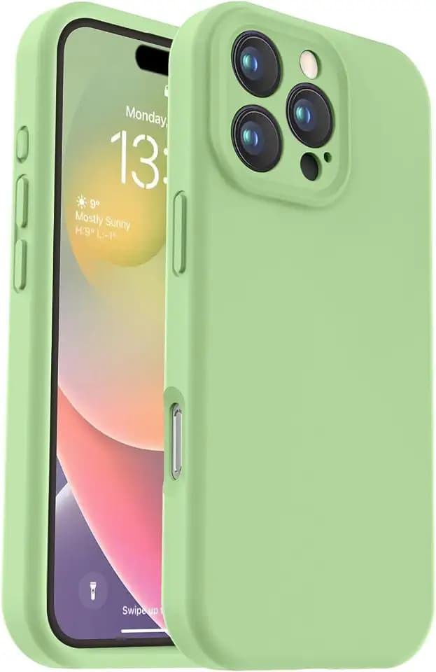 Vooii Hülle für iPhone 16 Pro, Flüssigsilikon-Upgrade [Kameraschutz] [Weiche Kratzfeste Mikrofaser-Innenauskleidung] Stoßfeste Hülle für iPhone 16 Pro 6.3'' - Matcha