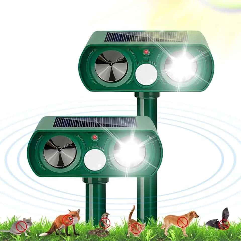 2er-Pack Solar Katzenschreck, Ultraschall Tiervertreiber Katzenabwehr, Wasserdicht Marderschreck mit PIR-Bewegungssensor Katzenschreck für Garten, Wirksam Gegen Katzen, Hunde, und Vögel Schädlineg