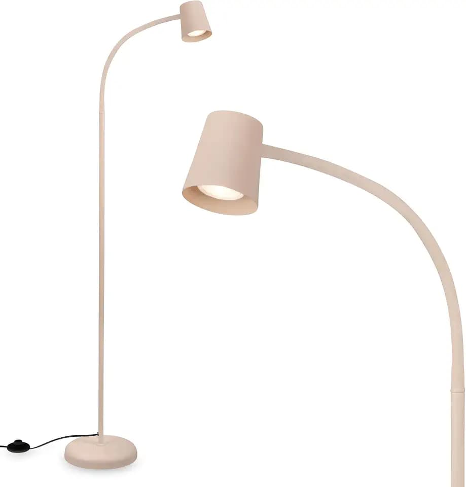 BRILONER - Stehlampe mit Fußtaster, schwenkbar, GU10, max. 9W, Leselampe, Wohnzimmerlampe, Schlafzimmer Deko, Deckenfluter, Standleuchte, Stehleuchte, Bogenlampe, 21x127,5 cm, Beige