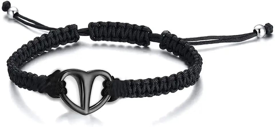 Black Rope Cremation Bracelet With Stainless Steel Heart Urn Jewelry Adjustable Expandable Urn Bracelet