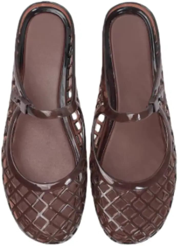 Clear Jelly Sandals for Women Mesh Flats with Adjustable Buckle Strap Mary Jane Breathable Summer Beach Shoes Comfortable Slip On Slide Closed Toe Sandals