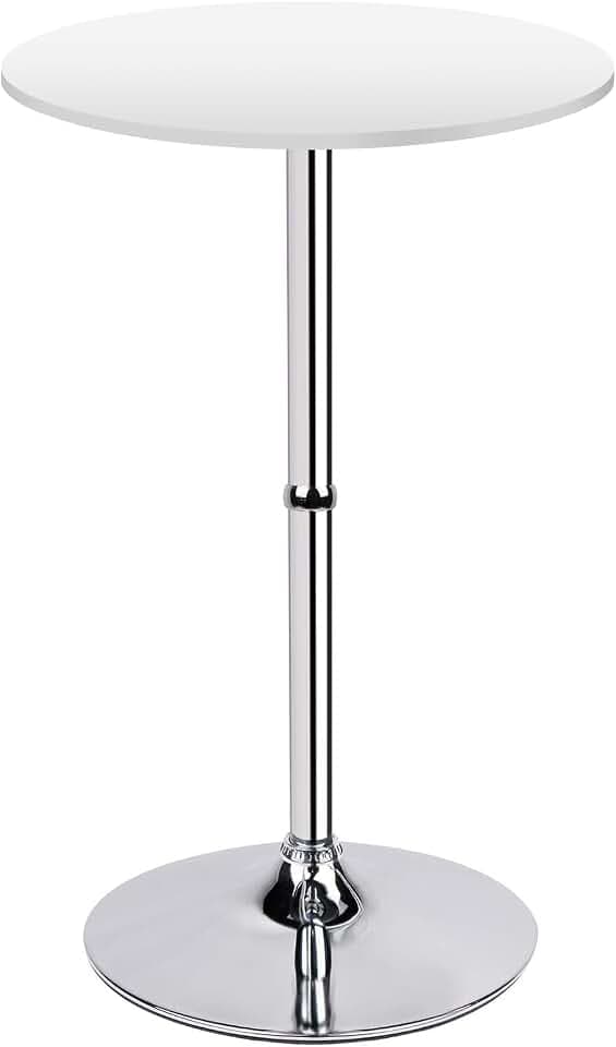 Leopard MDF Round Top Not Adjustable (41 INCHES Height) Bar Table, White