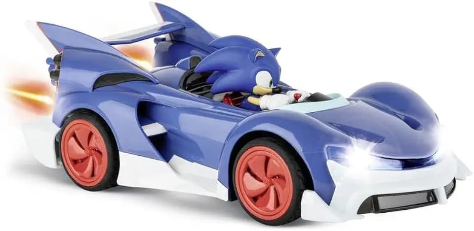 Carrera - 370201063 - Team Sonic Racing I Original 24GHz Lizenz-Kart mit voller Fahr- & Lenkfunktion I Dekorative Sticker & LED Licht ILaufzeit von 20 Minuten IPerfekt für Sonic-Fans & RC-Enthusiasten