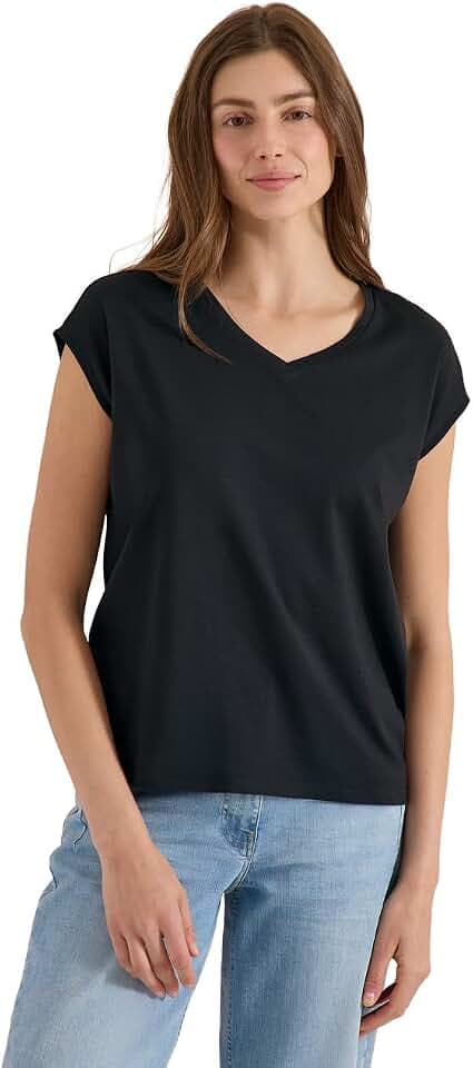 Damen Dropped Shoulder Shirt mit V-Neck