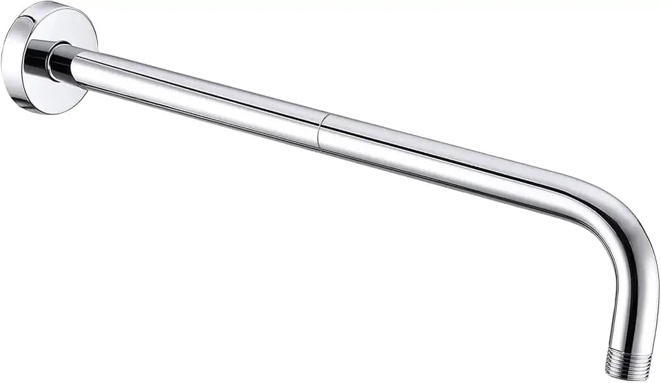 Duscharm mit Flansch, aus 304 Edelstahl, 60 cm Duschkopfverlängerung, Rohrarm, Wandmontiert für Fest Installierten Badezimmerduschkopf (Chrom)