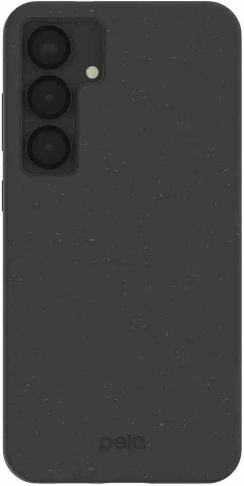 Pela | Phone Case Compatible with Samsung Galaxy S25 Plus | Solid Colors | Supports Wireless Charging | Cute Eco Friendly | Black