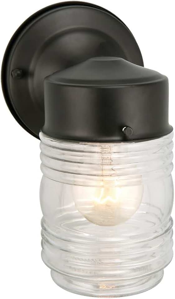Design House Jelly Jar Outdoor Wall Light, Matte Black