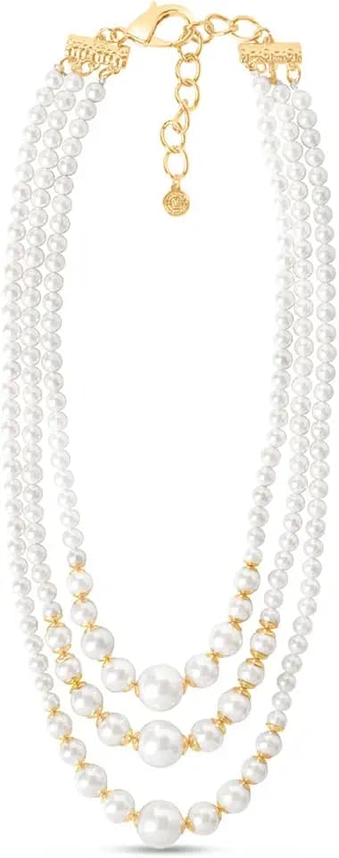 Martha Stewart Three Strand Pearl Necklace In Gold For Women