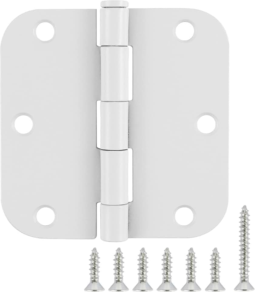 TDCHINGES 3 1/2" Matte White Door Hinges 3.5" 5/8" Radius Rounded 12 Pack