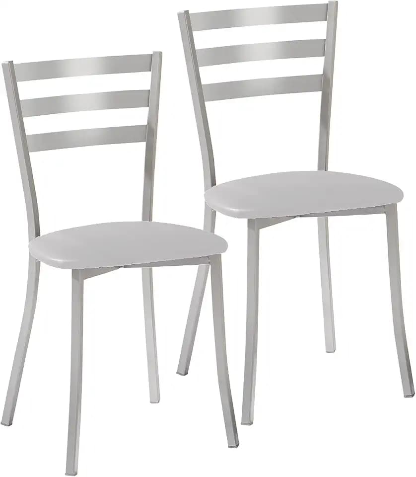 ASTIMESA SCRRGR Zwei Küchenstühle, Metall, Grau, Sitzhöhe 45 cm
