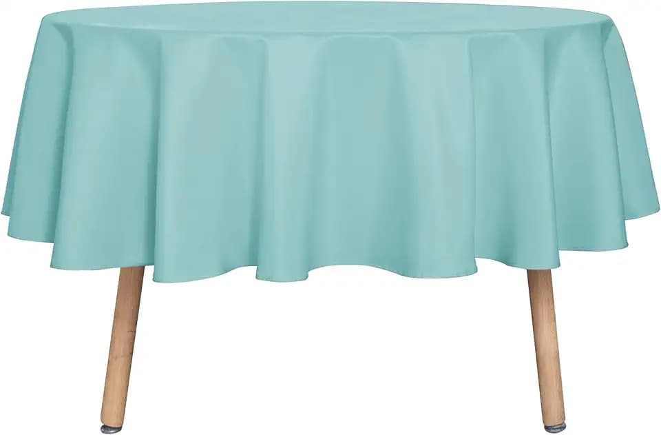 sancua Turquoise Round Tablecloth 60 Inch Diameter for 20-48 Inch Tables