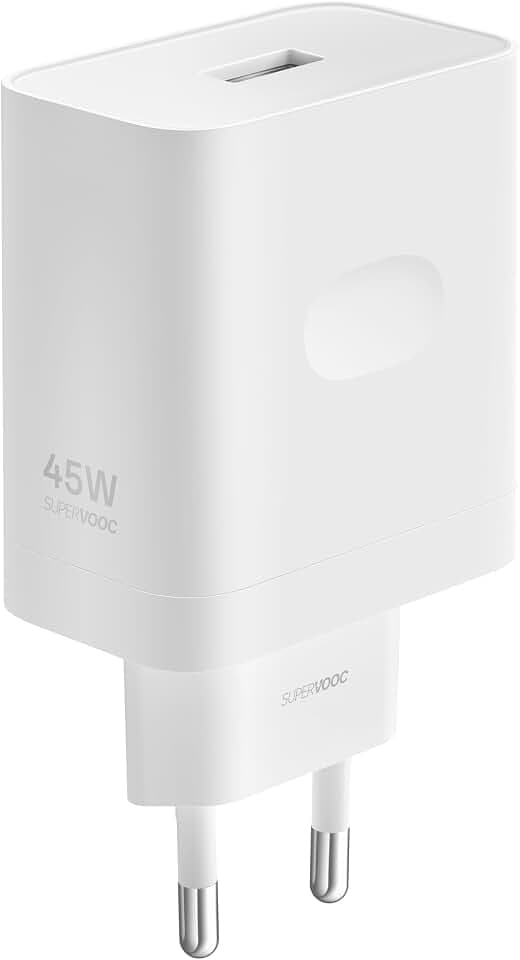 Oppo Supervooc-Ladegerät, 45 W, USB, Schnellladung, Original-Ladegerät Oppo, Kabel Nicht im Lieferumfang enthalten, Weiß