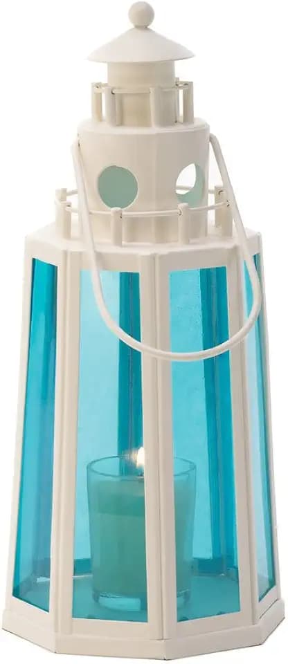 Koehler 15217 10 Inch Ocean Lighthouse Candle Lamp, No Size, Blue,White