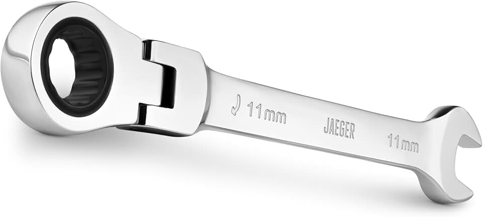 Jaeger 11 mm Flex Head Ratchet Wrench, 4° Swing, 12-Pt, Metric