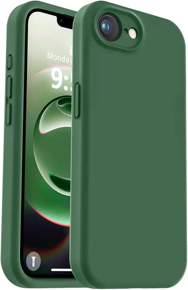 Vooii Compatible with iPhone 17e Case and for iPhone 16e Case, Liquid Silicone Upgrade [Camera Protection] [Soft Anti-Scratch Microfiber Lining] Shockproof Phone Case for iPhone 17e/16e 6.1" - Green