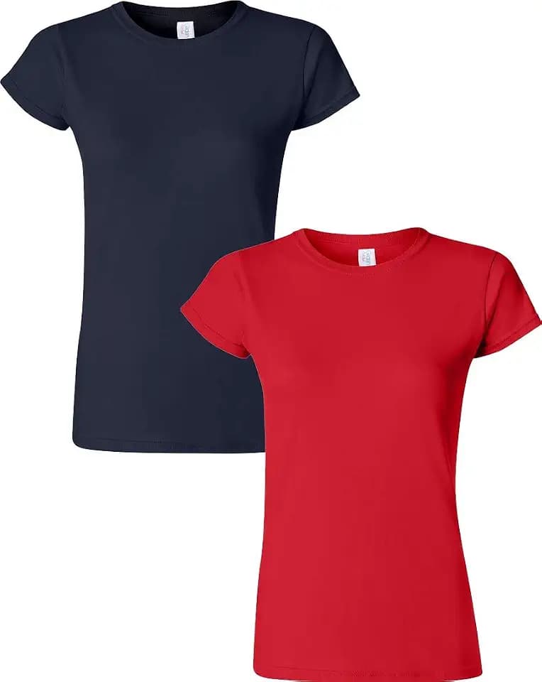 Gildan Women's 64000L Softstyle Cotton T-Shirt, 2-Pack XL-Navy-Red