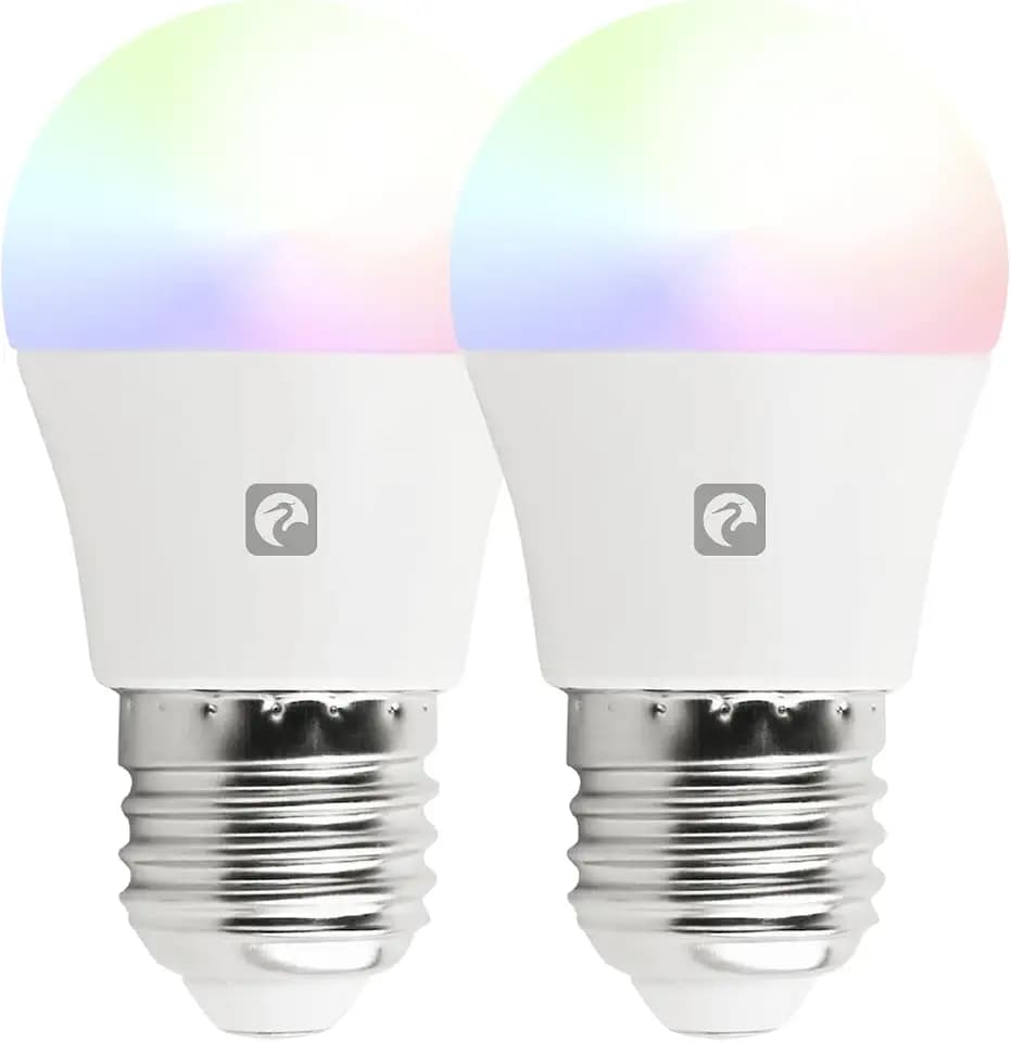Garza Smart - 2 Pack Wifi Smart LED Birne G45 E27 5W (40W Äquivalent) RGB+CCT, dimmbar, programmierbar, Sprach- und App-Steuerung (Alexa/Google Home), Wifi 2.4 GHz