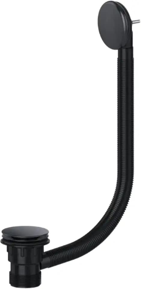 Badewannen-Abfluss- und Überlauf-Set, universelles 3,8 cm Klick-Klack-Stecker-Set mit Pop-Up-Mechanismus, kompatibel mit britischen Standard-Badewannen (Schwarz)