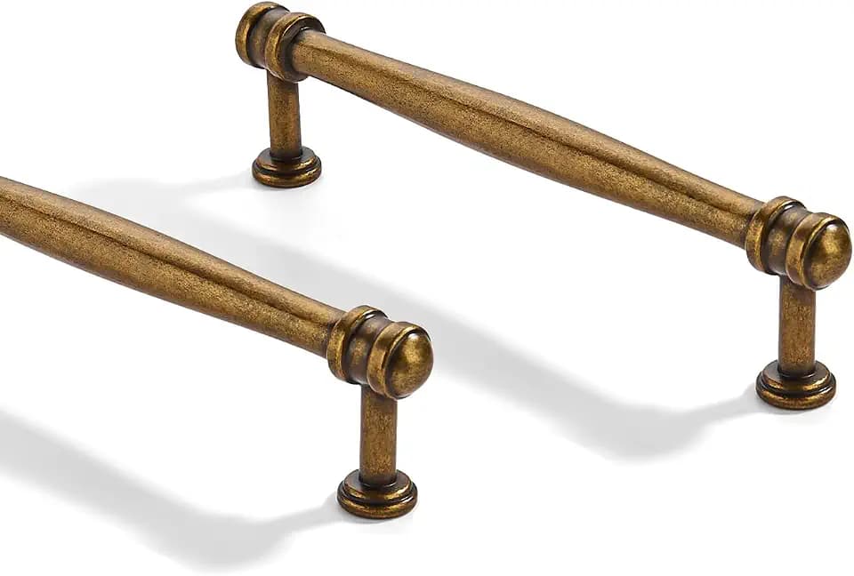 10 Pack 5 inch(128mm) Center to Center Antique Brass Cabinet Pulls Solid Cabinet Hardware Heavy-Duty Drawer Pulls Kitchen Handles for Cabinets Cupboard Handles