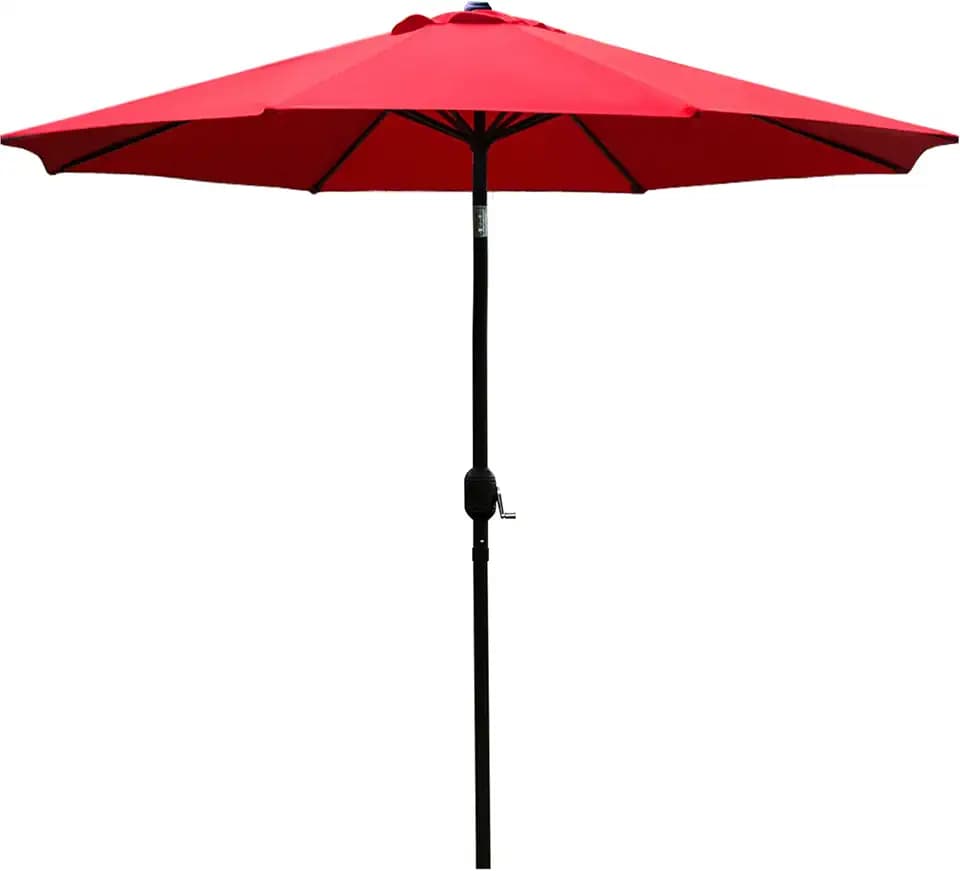 Sunnyglade 9' Patio Umbrella Outdoor Table Umbrella with 8 Ribs Red