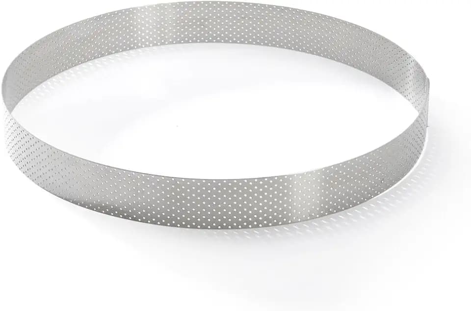 de Buyer - Runder Tortenring VALRHONA aus perforiertem Edelstahl - Durchmesser 28,5 cm, Höhe 3,5 cm - 3098.10, Silber