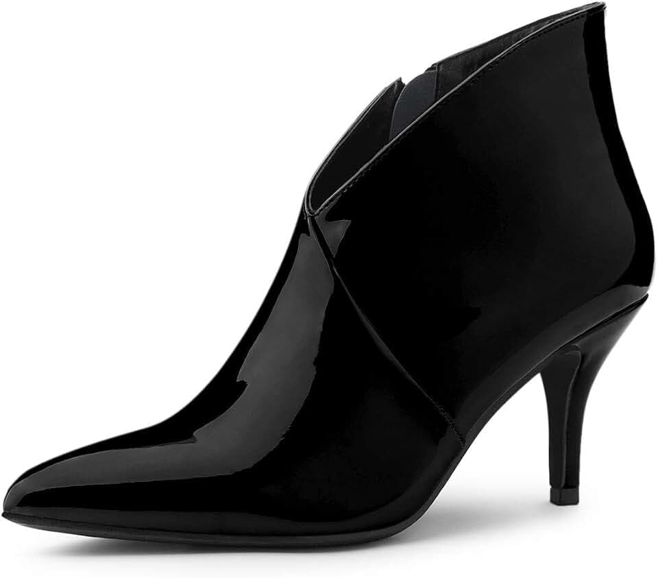 Allegra K Damen-Stiefeletten mit spitzem Zehenbereich, Pfennigabsatz, Schwarz , 38 EU