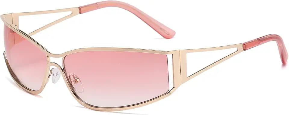 YAMEIZE Vintage Sonnenbrille für Herren Damen Y2k Retro Futuristisch Sonnenbrille Wrap Around Rave Party Brille UV400