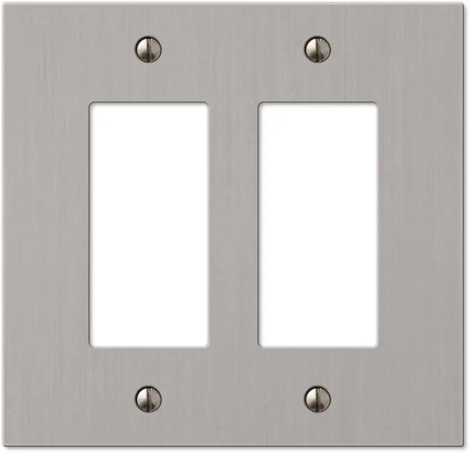 Amerelle 55RRBN Elan Wallplate, 2 Rocker, Cast Metal, Brushed Nickel, 1-Pack