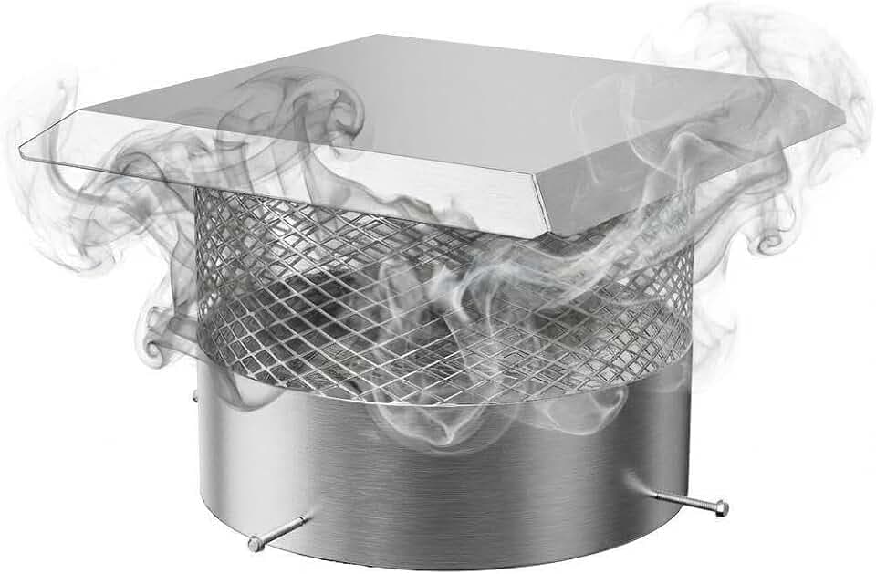 GarveeHome Stainless Steel 14 Inch Chimney Cap with Screen | Adjustable, Weatherproof Rain Cover for Stove Pipe, Flue Tile & Vent - Rust Proof Protection