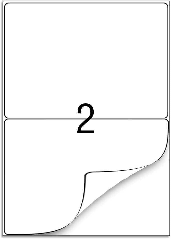 210 x 148 mm, 100 Blatt, selbstklebende Versandetiketten, Etiketten selbstklebend bedruckbar, A4 Aufkleber für Tintenstrahl- und Laserdrucker, A4 Etikett weiß Aufkleber, 2 Etiketten pro Blatt