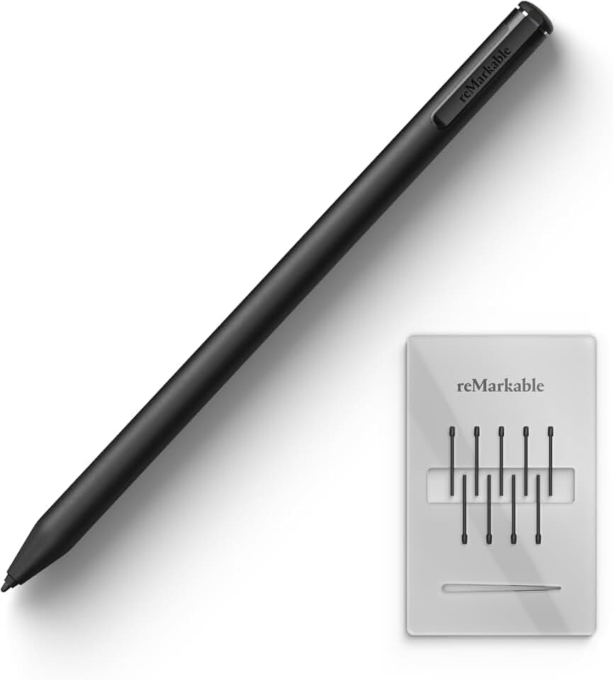 reMarkable Marker Plus – der offizielle reMarkable 2 Pen mit Radiergummi | 9 Ersatzspitzen aus Filz | Neigungsempfindlichkeit und 4096 Stufen der Druckempfindlichkeit