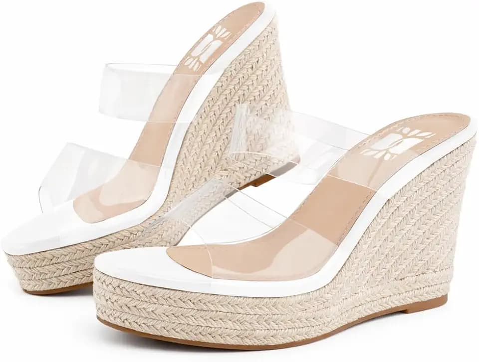 VARECOLA Espadrille Wedge Sandals for Women, Open Toe Platform Slides
