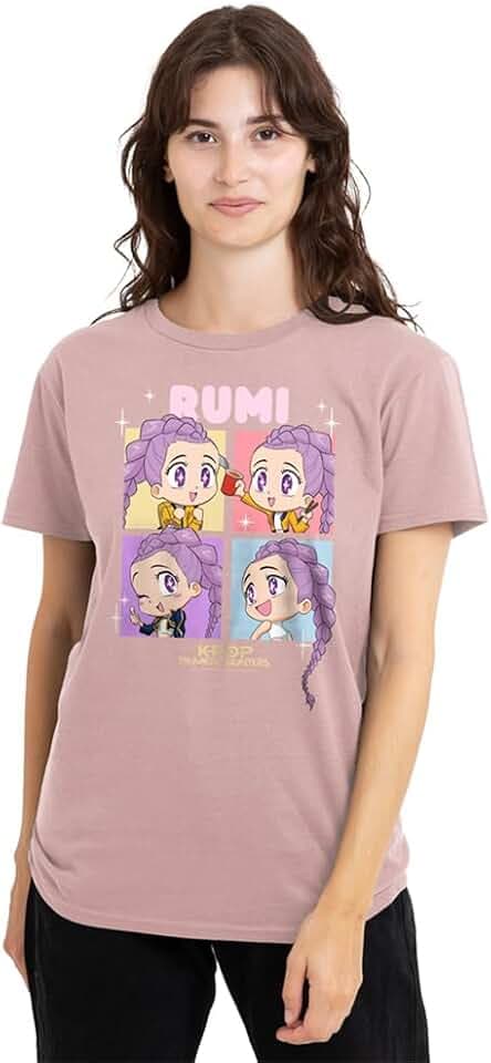 KPop Demon Hunters Damen Kpop Demon Hunters Huntrix Rumi Chibi Boxes Ladies T Shirt, Pink T-Shirt (1er Pack)
