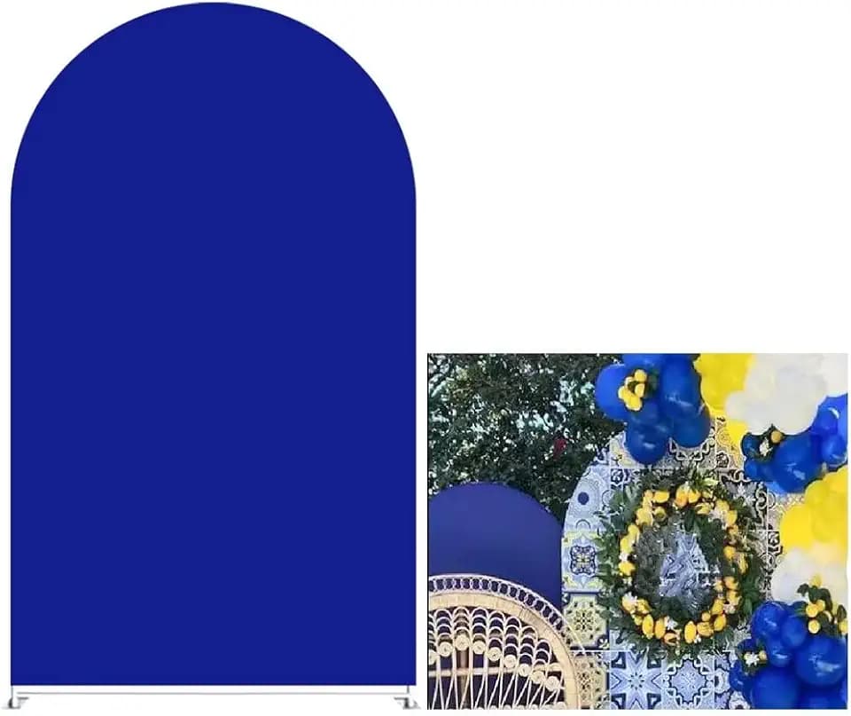 Dark Blue Solid Arch Backdrop Covers for Positano Parties Arched Stand Stretchy Fabric Cover Porcelain Party Decor Props(2.5x6ft)