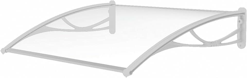 ADVANING DA4731-PWS1N PN Series, Crystal Polycarbonate Door/Window Awning Ideal for Rain, Snow and UV Protection, 47"W x 31"D, Clear/White Brackets