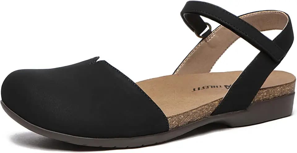 Athlefit Women's Summer Closed Toe Comfortable Flat Sandals