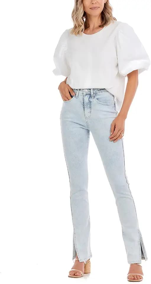Mud Pie Womens Mud Pie Women's Yorker Side-Slit JeansMud Pie Women's Yorker Side-Slit Jeans