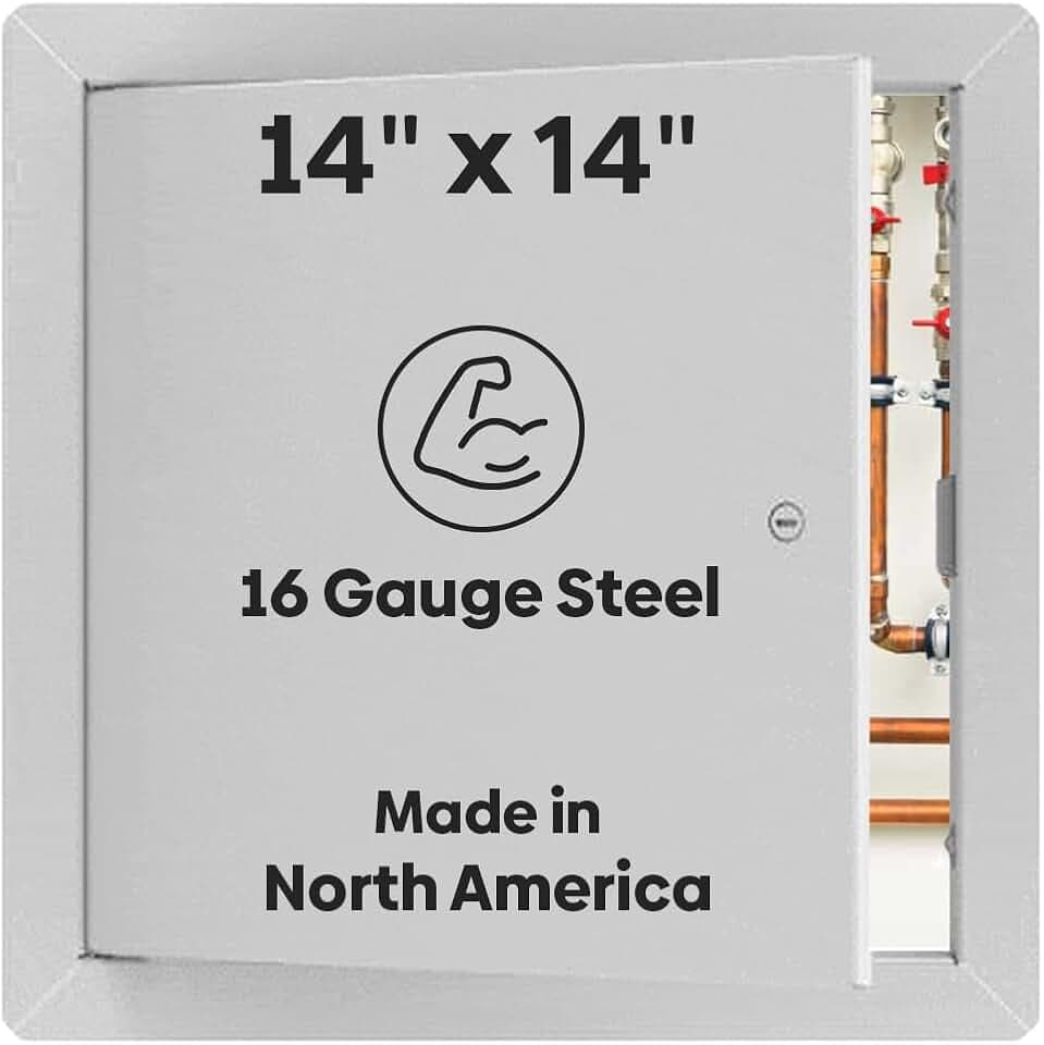 Best 14" x 14" Drywall Access Panel for Wall & Ceiling - Universal Flush Steel Access Door with Exposed Flange, 16-Gauge Steel, White Powder Coat, LEED Ready for Plumbing, HVAC & Electrical, BA-UAP