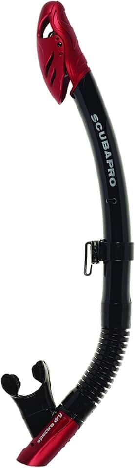 SCUBAPRO Spectra Dry Snorkel with Purge Valve, Flexible Lower Corrugated Tube, Regulator-Style Mouthpiece and Quick-Connect Clip