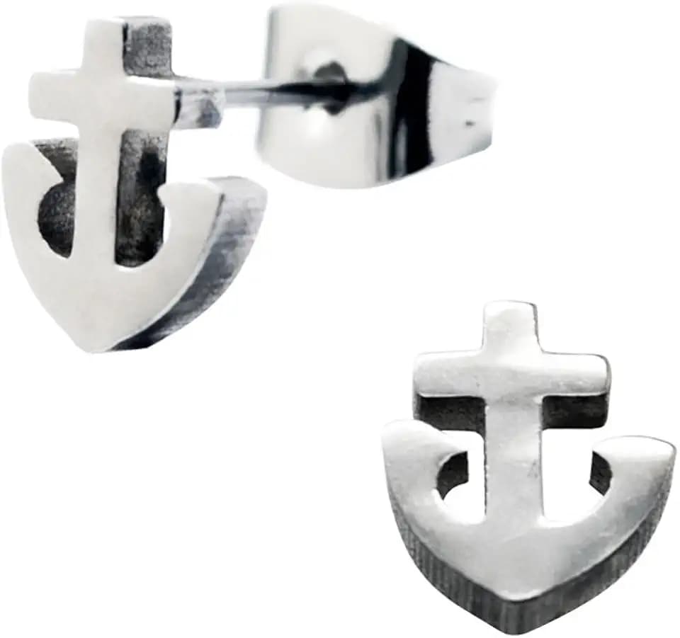 Laimons Damen Ohrringe Damenschmuck Anker glänzend Edelstahl, Edelstahl, ohne Stein